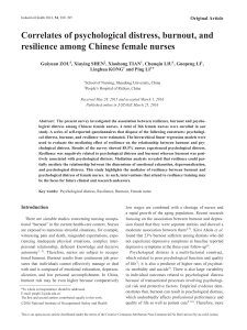 Correlates of psychological distress, burnout, and resilience among