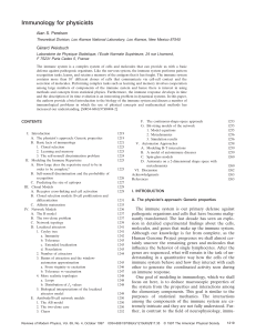 Immunology for physicists - Laboratoire de Physique Statistique