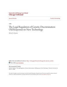 The Legal Regulation of Genetic Discrimination: Old Responses to