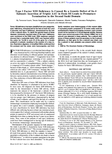 Type I Factor XI11 Deficiency Is Caused By a