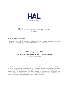 Short term thermal energy storage