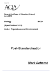 GCE Biology Mark Scheme Unit 04 - Populations and