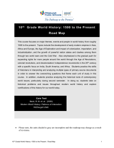 10th Grade World History: 1500 to the Present Road Map