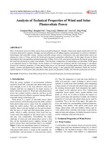 Analysis of Technical Properties of Wind and Solar Photovoltaic Power