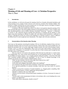 Meaning of Life and Meaning of Care: A Christian Perspective