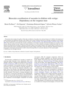 Binocular coordination of saccades in children with vertigo