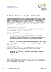 Code of Ethics for Higher Education
