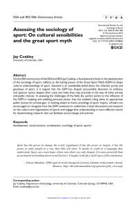 Assessing the sociology of sport: On cultural sensibilities and the