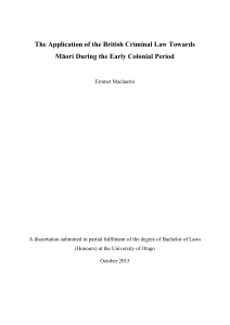 The Application of the British Criminal Law Towards Māori During