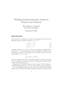 Winding quotients and some variants of Fermat`s Last Theorem