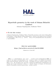 Hyperbolic geometry in the work of Johann Heinrich Lambert