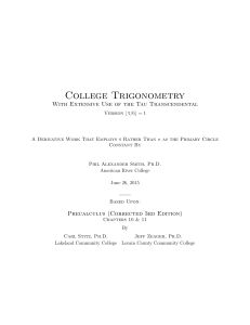 College Trigonometry With Extensive Use of the Tau Transcendental