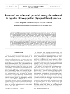 Reversed sex roles and parental energy investment in zygotes of