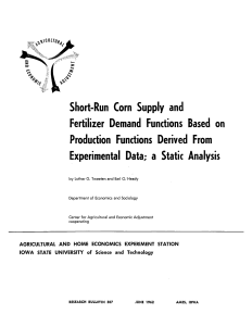 Short-Run Corn Supply and Fertilizer Demand Functions Based on