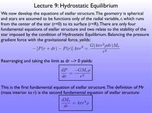 Lecture 9: Hydrostatic Equilibrium