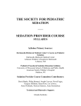 Sedation Provider Course Syllabus