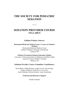 Sedation Provider Course Syllabus