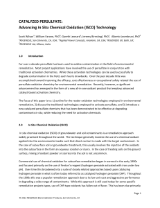 CATALYZED PERSULFATE: Advancing In Situ Chemical Oxidation