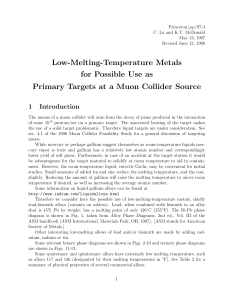 Low-Melting-Temperature Metals for Possible
