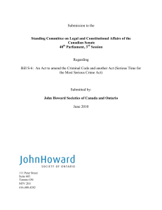 Bill S-6 - John Howard Society of Ontario