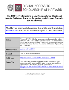 He–ThO(1Σ+) Interactions at Low Temperatures: Elastic and