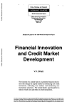 Financial Innovation and Credit Market Development VV Bhatt