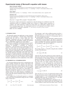 Experimental study of Bernoulli`s equation with losses