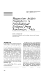Magnesium Sulfate Prophylaxis in Preeclampsia: Evidence