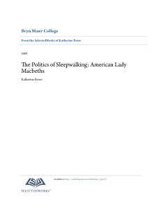 The Politics of Sleepwalking: American Lady Macbeths