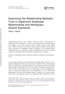 Examining the Relationship Between Trust in Supervisor–Employee