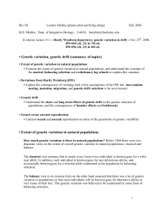 Genetic variation, genetic drift (summary of