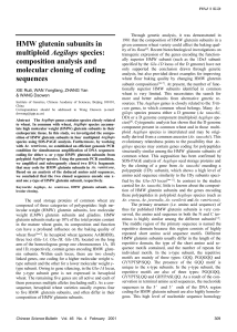 HMW glutenin subunits in multiploid Aegilops species: composition
