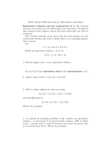 UIUC Math 347H Lecture 6: Discussion questions Equivalence