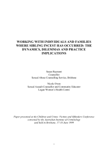 Working with individuals and families where siblings incest has