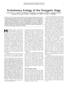 Evolutionary Ecology of the Prezygotic Stage