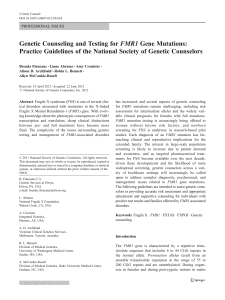 Genetic Counseling and Testing for FMR1 Gene Mutations: Practice