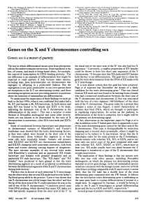 Genes on the X and Y chromosomes controlling sex