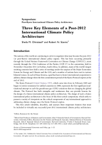 Three Key Elements of a Post-2012 International Climate Policy