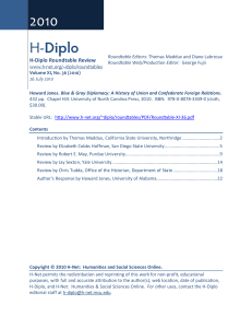 H-Diplo Roundtable, Vol. XI, No. 36 (2010)