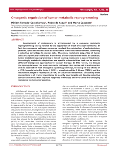 Oncogenic regulation of tumor metabolic reprogramming