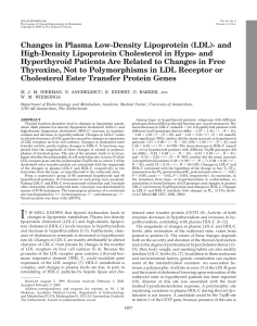 Changes in Plasma Low-Density Lipoprotein (LDL)