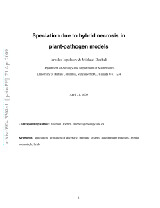 Speciation due to hybrid necrosis in plant