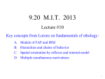 Lecture 10 Notes: Lorenz on fundamentals of ethology