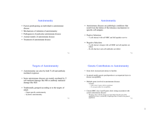 Autoimmunity Autoimmunity Targets of Autoimmunity