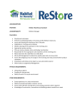 JOB DESCRIPTION POSITION: ReStore Warehouse Assistant