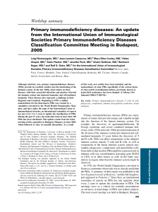 Workshop summary Primary immunodeficiency diseases: An update