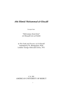Abū Hāmid Muhammad al-Ghazālī - American University of Beirut