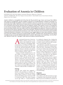 Evaluation of Anemia in Children