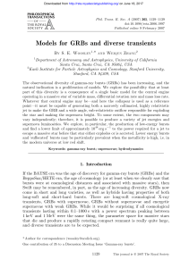 Models for GRBs and diverse transients