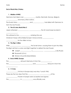 Date: Name: End of World War 2 Notes: 1. Middle of WW2 Germany